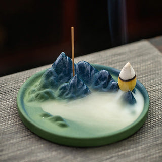Buddha Gift Creative Mountain River Ceramic Healing Backflow Incense Burner