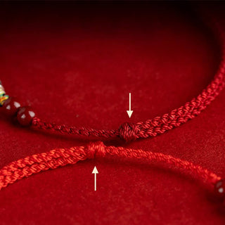 Buddha Gift 925 Sterling Silver Koi Fish Cinnabar Bead Wealth Handcrafted Braided Bracelet Anklet