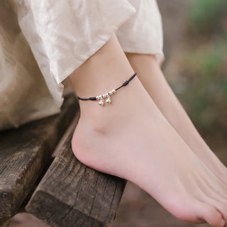 Buddha Gift 925 Sterling Silver Red String Braid Bell Charm Anklet