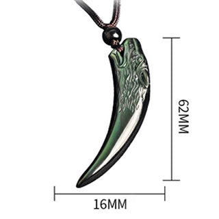Buddha Gift Natural Black Obsidian Ice Obsidian Rainbow Obsidian Wolf Tooth Pattern Strength Necklace Pendant
