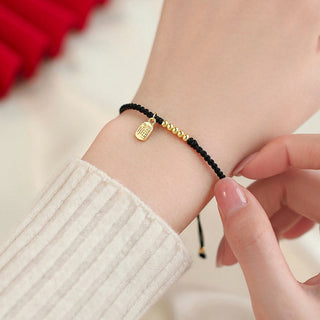 Buddha Gift Handmade Fu Character Charm Luck Fortune Rope Bracelet