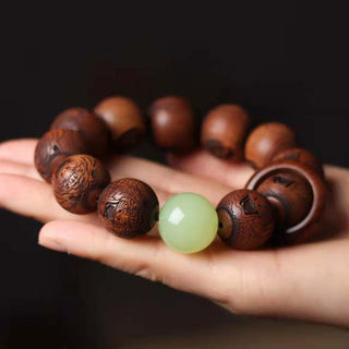 Buddha Gift Tibetan Rosewood Engraving Tiger Protection Bracelet