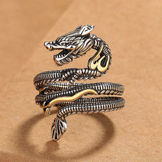 Buddha Gift Vintage Dragon Pattern Copper Strength Ring