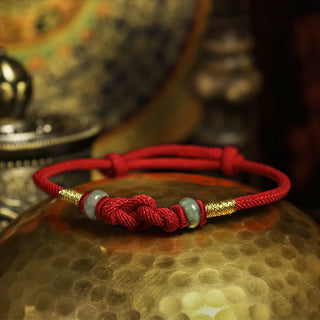 Buddha Gift Red String Jade Luck Fortune Knot Braided Couple Bracelet