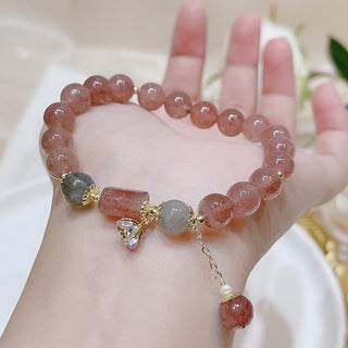 Buddha Gift Natural Strawberry Quartz Moonstone Love Bracelet