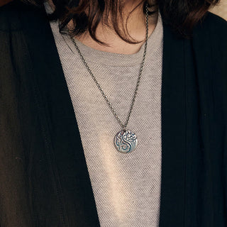 Buddha Gift 990 Sterling Silver Yin Yang Water and Fire Balance Necklace Pendant