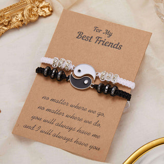 Buddha Gift 2pcs Yin Yang Hematite Couple Bracelet