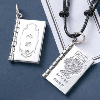 Buddha Gift 990 Sterling Silver Heart Sutra Great Compassion Shurangama Mantra Lotus Vajra Peace Necklace Pendant
