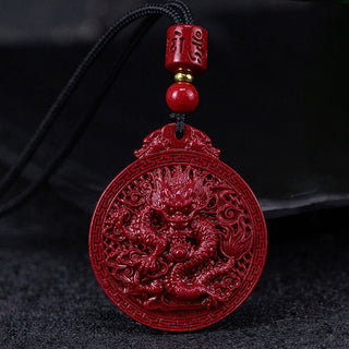 Buddha Gift Year of the Dragon Natural Cinnabar Dragon Protection Necklace Pendant