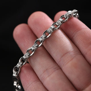 Buddha Gift 925 Sterling Silver Om Mani Padme Hum Carved Design Creativity Metal Bracelet