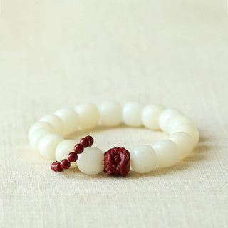 Buddha Gift Natural Bodhi Seed Cinnabar Dancing Lion Charm Wisdom Harmony Wrist Mala
