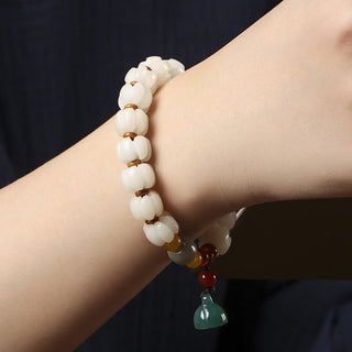 Buddha Gift Natural Bodhi Seed Red Agate Bodhi Calm Harmony Engraved Pumpkin Bead Lotus Bracelet