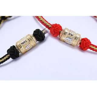 Buddha Gift 925 Sterling Silver Om Mani Padme Hum Prayer Wheel Luck Strength Red String Bracelet