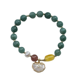 Buddha Gift Jade Sea shell Ruyi Lock Luck Bracelet