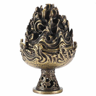 Buddha Gift Tibetan Mini Mountain Pattern Meditation Copper Alloy Incense Burner