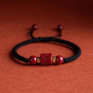 Buddha Gift Tibet Cinnabar Om Mani Padme Hum Engraved Blessing Braided Bracelet