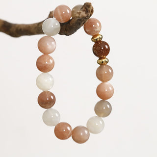 Buddha Gift Natural Sun Stone Gold Sandstone Wealth Positive Bracelet