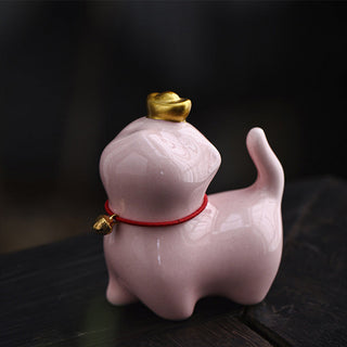 Buddha Gift Mini Lucky Cat Ingot Tea Pet Ceramic Home Desk Figurine Decoration
