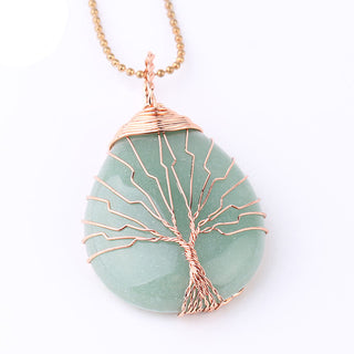 Buddha Gift Natural Quartz Crystal Tree Of Life Healing Energy Necklace Pendant