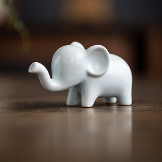 Buddha Gift Small Ceramic Elephant Home Tea Pet Figurine Desk Decoration