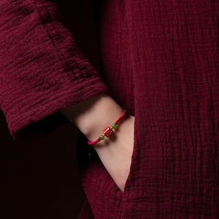 Buddha Gift Tibetan Cinnabar Om Mani Padme Hum Engraved Blessing Braided Rope Bracelet