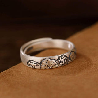 Buddha Gift 999 Sterling Silver Lotus Peony Flower Enlightenment Ring
