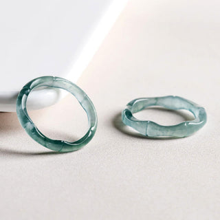 Buddha Gift Natural Jade Bamboo Prosperity Abundance Ring