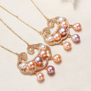 Buddha Gift 18K Gold Plated Natural Pearl Chinese Lock Charm Sincerity Necklace Pendant
