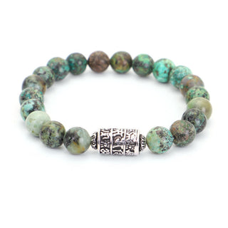 Buddha Gift Natural Lazurite Pietersite Unakite Om Mani Padme Hum Bead Positive Bracelet