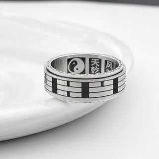 Buddha Gift Bagua Yin Yang Titanium Steel Balance Rotatable Ring