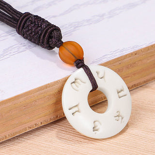 Buddha Gift Ivory Fruit Om Mani Padme Hum Engraved Protection Necklace Pendant