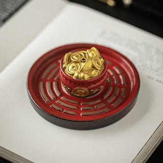 Buddha Gift Small Treasure Bowl Lucky Bag Bagua Tray Healing Ceramic Stick Incense Burner Decoration