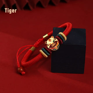 Buddha Gift Handmade 925 Sterling Silver Year of the Dragon Cute Chinese Zodiac Luck Braided Red Bracelet