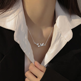 Buddha Gift Bamboo Leaf Design Copper Zircon Wealth Necklace Pendant