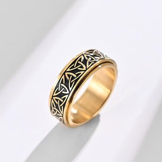 Buddha Gift  Triangle Knot Triquetra Titanium Steel Calm Rotatable Ring