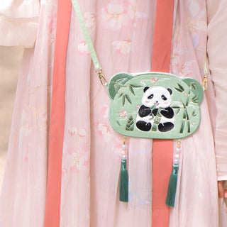 Buddha Gift Embroidery Lucky Panda Cat Shiba Inu Deer Rabbit Fox Flower Cute Animal Hanfu Bag Crossbody Bag Shoulder Bag