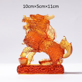 Buddha Gift Feng Shui Kirin Handmade Liuli Crystal Art Piece Fortune Home Office Decoration