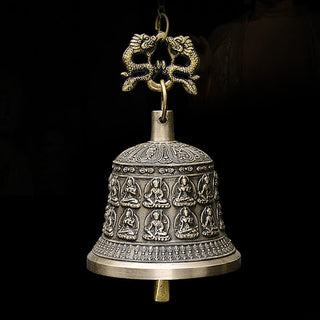 Buddha Gift Tibetan Engraved Buddha Dragon Wind Chime Bell Copper Luck Wall Hanging Decoration
