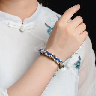 Buddha Gift Tibetan Zakiram Goddess of Wealth Bead Engraved Handmade Luck Bracelet