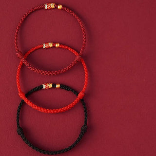 Buddha Gift 925 Sterling Silver Handmade Koi Fish Wealth Success Braided Rope Bracelet