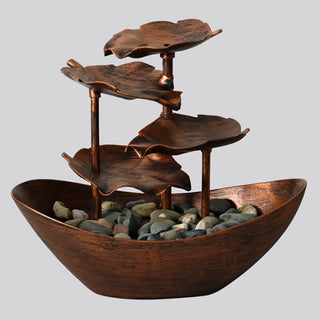 Buddha Gift Lotus Leaf Shaped Waterfall Fountain Tabletop Ornaments With LED Light Home Office Desktop Decoration