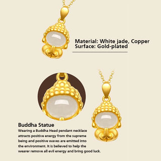 Buddha Gift White Jade Buddha Success Pendant Necklace