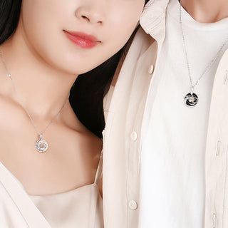 Buddha Gift 925 Sterling Silver Year of the Dragon Natural Black Onyx Chalcedony Dragon Phoenix Peace Buckle Protection Necklace Pendant