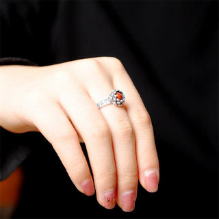 Buddha Gift925 Sterling Silver Lotus Red Agate Confidence Blessing Ring
