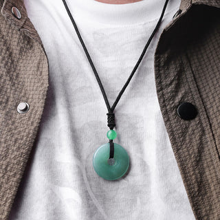 Buddha Gift Lucky Coin Pendant Healing Crystal Gemstone Necklace