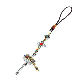 Buddha Gift Tibet Om Mani Padme Hum Prayer Wheel Peace Rotatable Bag Car Hanging Decoration