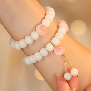 Buddha Gift Natural Bodhi Seed Lovely Paw Lucky Cat Paw Peace Bracelet