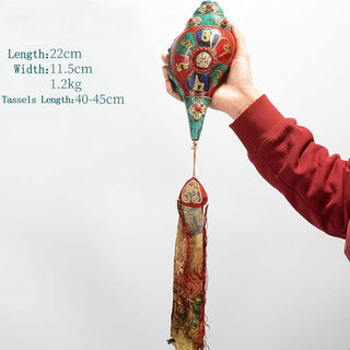 Buddha Gift Tibetan Handmade Shankha Om Mani Padme Hum Buddha Avalokitesvara Turquoise Conch Shell Positive Decoration