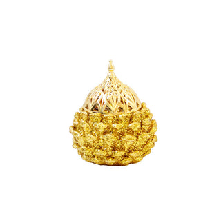 Buddha Gift Gold Pine Cone Pattern Spiritual Rituals Mini Incense Burner Home Tabletop Decor
