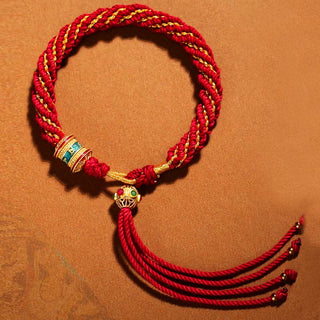 Buddha Gift Tibetan Handmade Luck Thangka Prayer Wheel Charm Weave String Bracelet